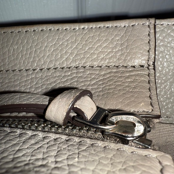 Tory Burch Pebbled Leather Taupe-Gray Tote Tassel Shoulder Bag Handbag Purse‎ - Picture 10 of 16